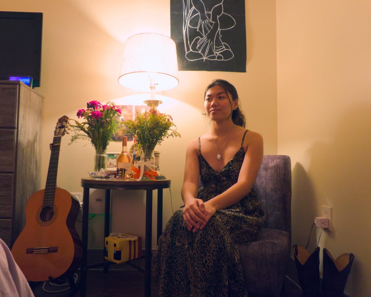 Elozia Dy, a junior pursuing an integrated masters in professional accounting, makes the most of her windowless apartment through an abundance of decorations and lighting. Photo taken Thursday.